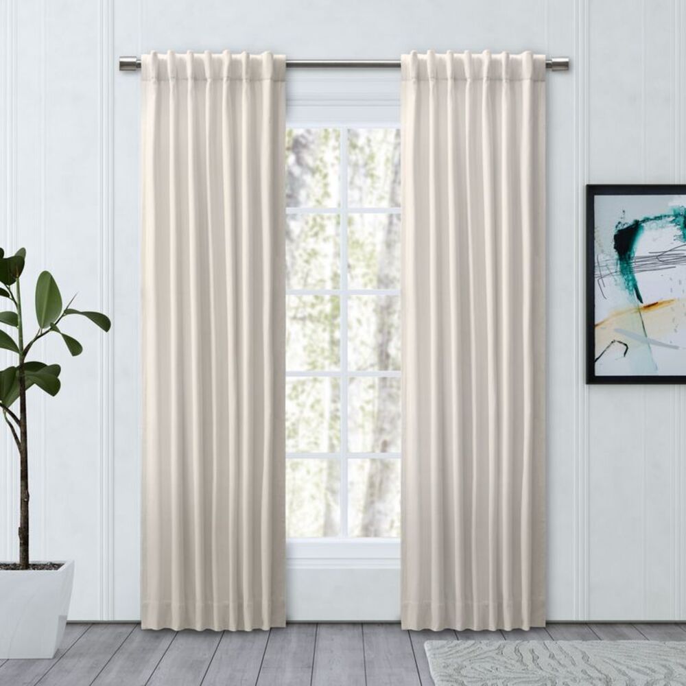 Chevron 80C/20P Sustainable Unlined Rod Pocket w/Back Tabs Panel 48x96 Ivory